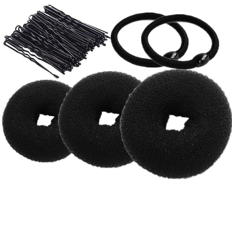 Set of donut hair styling tools - korean style donut bun maker for braided and updo hairstyles