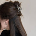 Half-tied hair cut out metal medium-sized gripper for women's high ponytail exquisite back hairpin classy elegant shark clip