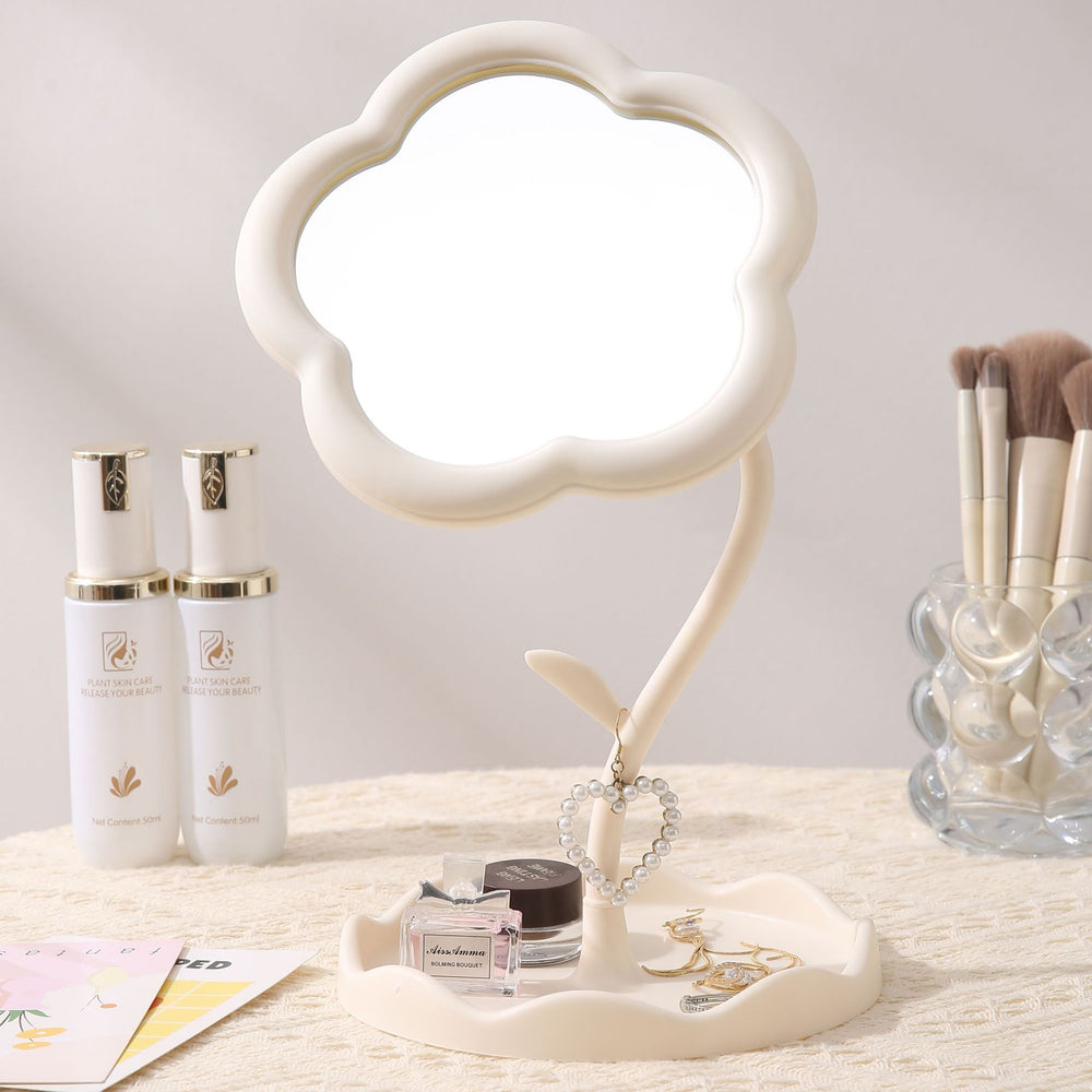 Cosmetic mirror desktop sunflower cute home desktop plastic storage flowers dormitory for home beauty glass mirror