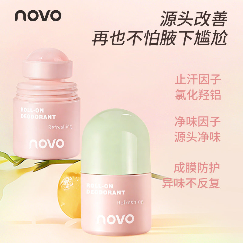 Novo pure & refreshing roll-on deodorant for women - underarm odor control, long-lasting fragrance, antiperspirant roll-on