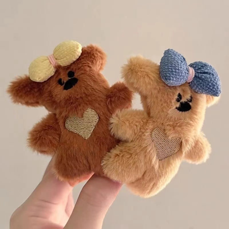 Cute plush doll bowsbear hairpin duckbill clip easiest for matchgirl heart bangs side clip cartoon hairpin