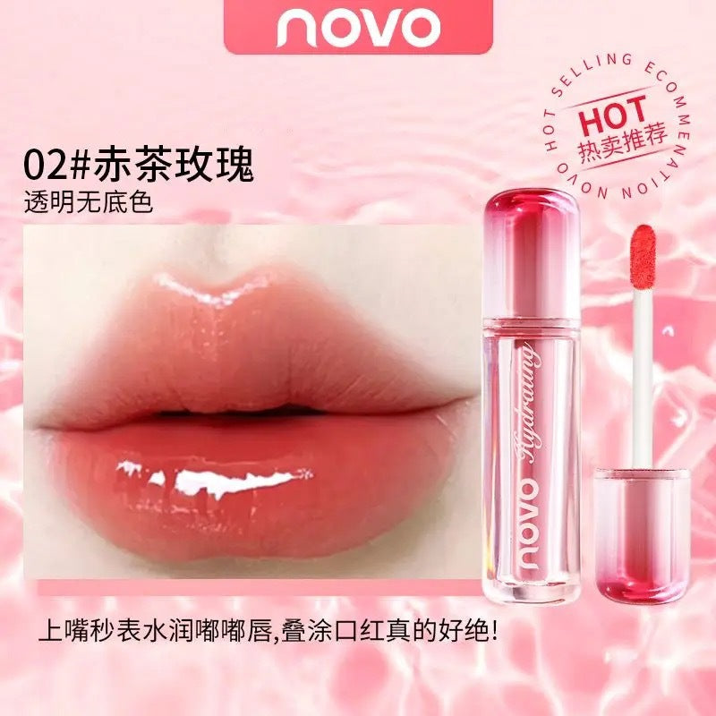 Makeup novo zero sensation mirror translucent lip glaze female student affordable mirror moisturizing plump lips whitening lip gloss