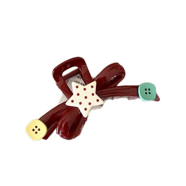 Sweet and fun polka dot star button gripper large bows shark clip hairpin hair clip for large hair volume