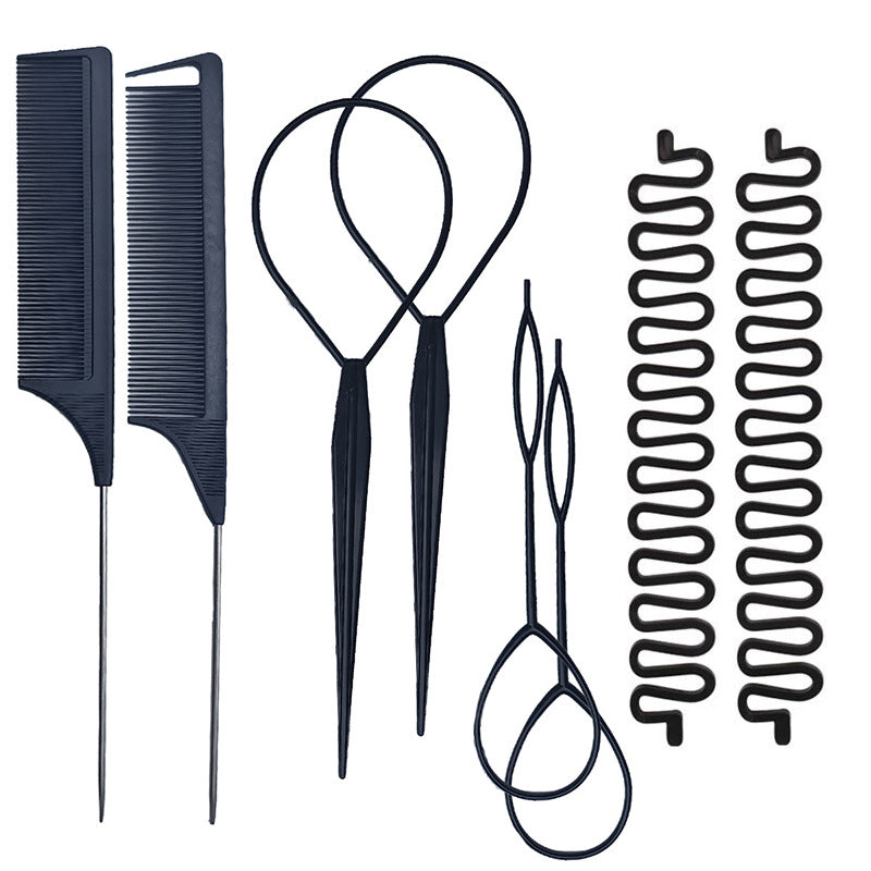 Hair braiding needle, hair braider, hair curler, 8-piece set, hair styling hair accessories, hairdressing tools, fishbone braid, steel needle comb
