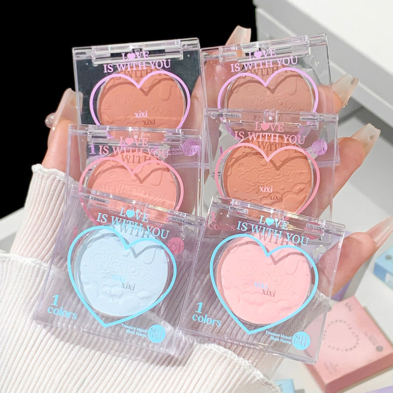 Makeup xixi tea peach heart single color blush expansion and contraction color matte nature to enhance complexion contouring blush palette