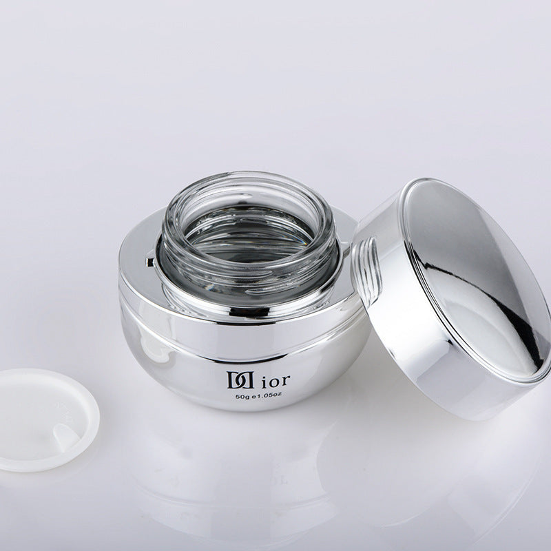 New electroplated silver glass bottle - press-type essential oil bottle, lotion bottle, 120ml/50g cream jar, cosmetic packaging material