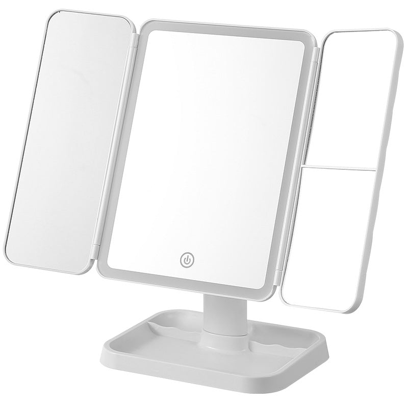 Led makeup mirror - stackable, desktop/tabletop, high-definition, with lighted smart beauty mirror for home use