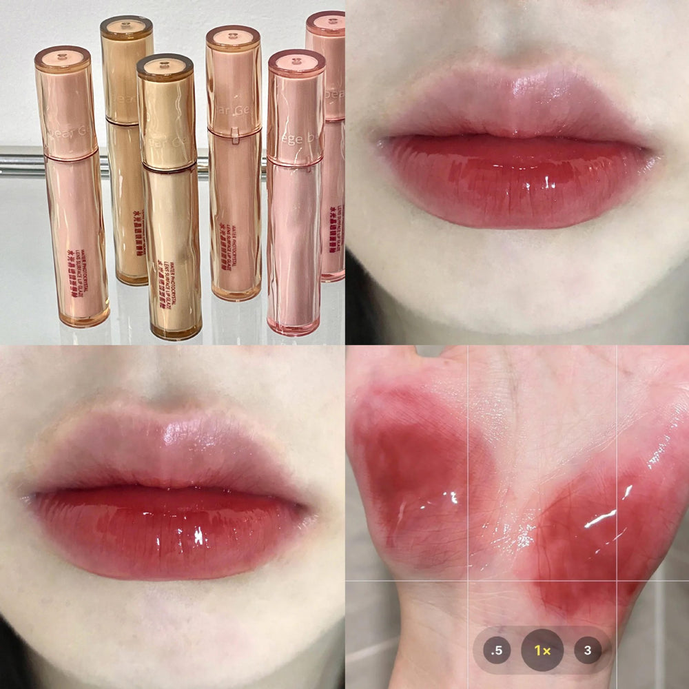 Gege bear gege bear water-glossy crystal lens lip glaze moisturizing, quick-drying, film-forming, waterproof, non-fading