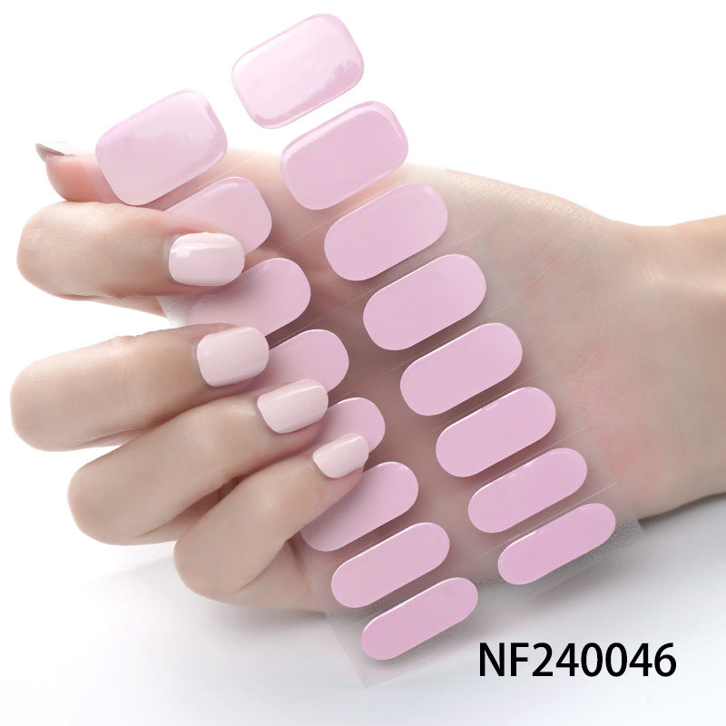 Zhengxiang cross-border fashion pure color gel manicure stickers waterproof flash uv light therapy semi-baked nail stickers full stickers personalized