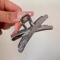 2024 korean new metal cross half claw clip back of head elegant shark clip hair claw headwear for women