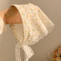 Korean style new fairy style all-over print lace tie-up women's headband - perfect for travel, outdoor activities, and sun protection - triangle scarf