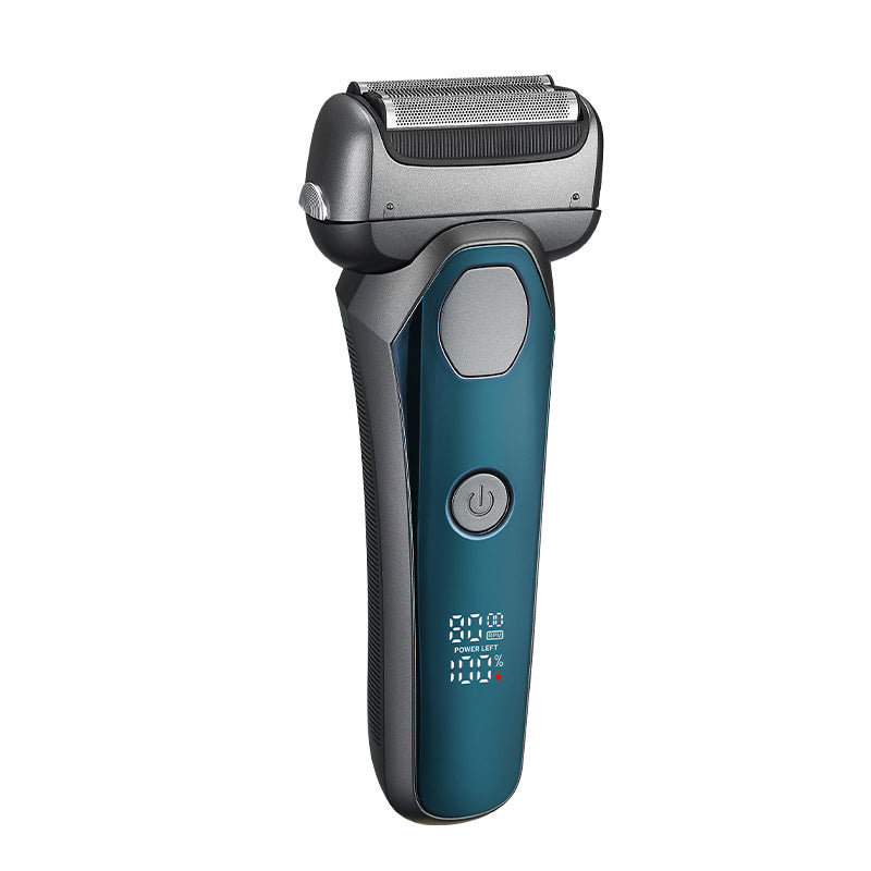 Reciprocating three-blade electric shaver, two-speed adjustable razor, full body washable sideburns, digital display beard razor