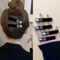 Korean new arrival velvet beads one-word clip classy inlaid hair clip casualeasiest for match duckbill clip side hair clip popular