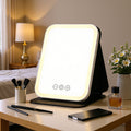 Led makeup mirror with light - portable, foldable, storage, home, dorm, desktop, household, travel, glass beauty mirror