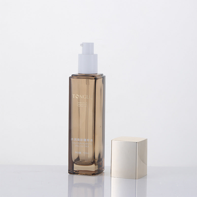 Ready-to-ship cosmetic glass bottle set packaging, including 120ml high-end lotion/essential oil decanters and 50g cream jars