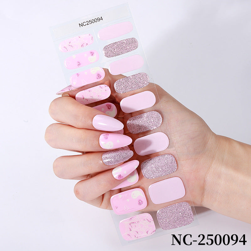 Zhengxiang halloween gel nail art stickers waterproof cross-border uv semi-cured nail stickers customized nail symphony