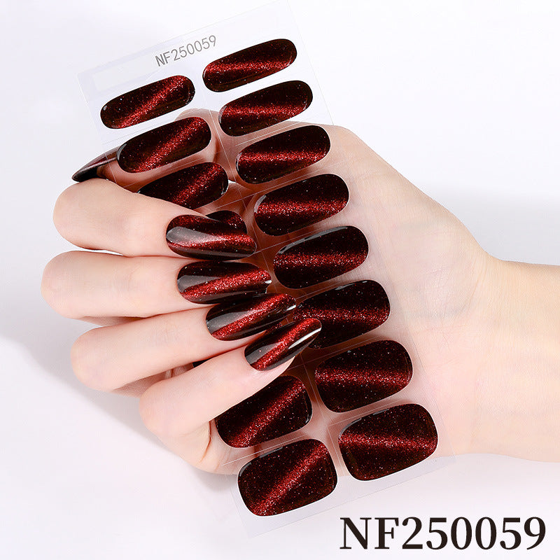 Zhengxiang personalized gel nail stickers waterprooffashion flash cat eye uv semi-cured gel nail stickers gel nail