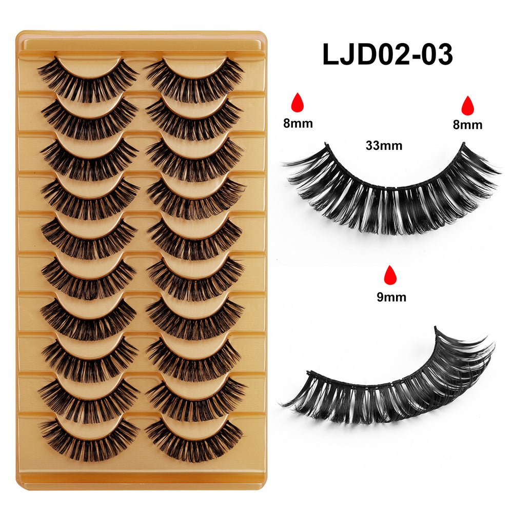 Export false eyelashes russian curling hair 10 pairs of asian mixed thai makeup comic curling eyelashes in stock batch
