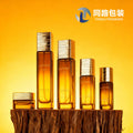 Customizable square water ripple lid glass bottle set packaging for skincare products: includes lotion, essence, cream, and serum glass bottles