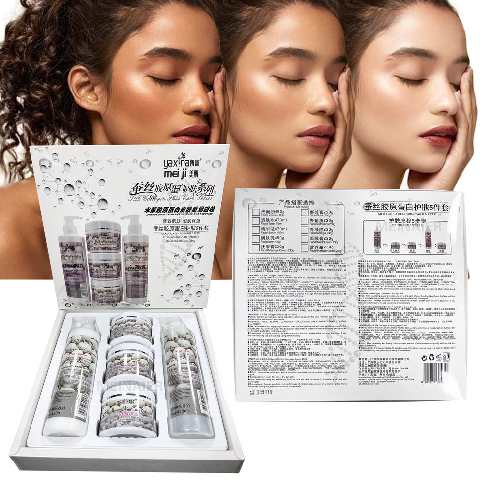 silk collagen skincare set: soothing & repairing cleanser, serum, massage cream - wholesale for beauty salons