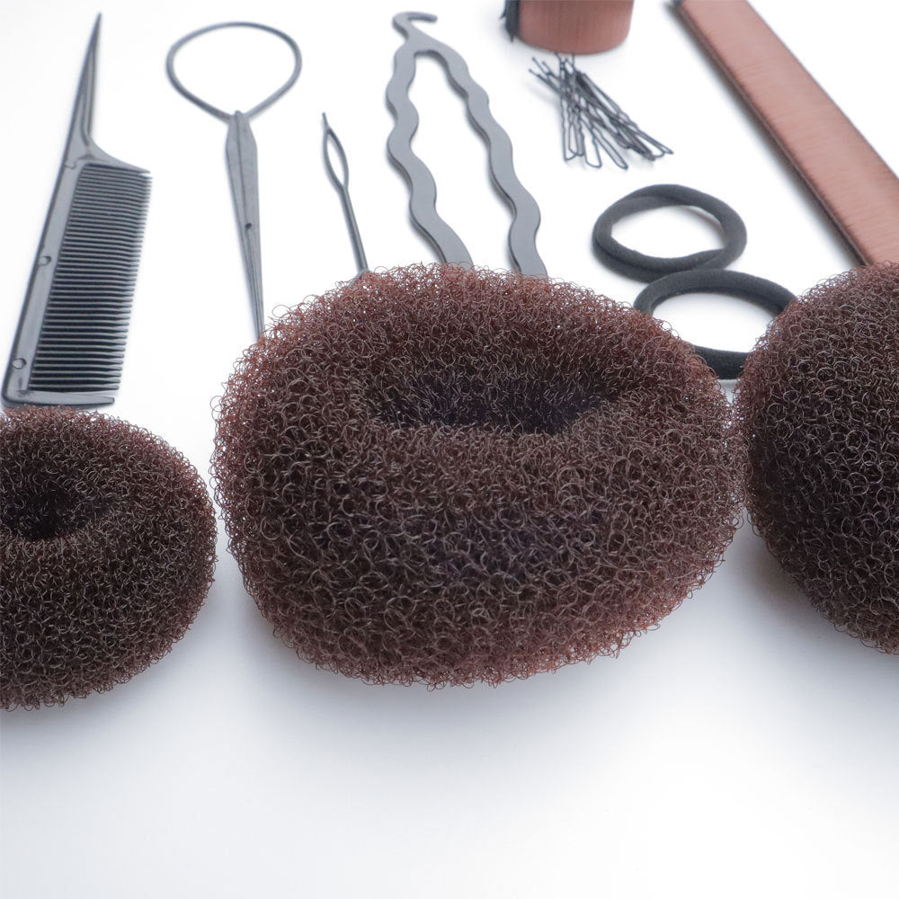 Factory direct sales hair curler suit donut ball hair accessories headwear snap ring flower bud simple braids