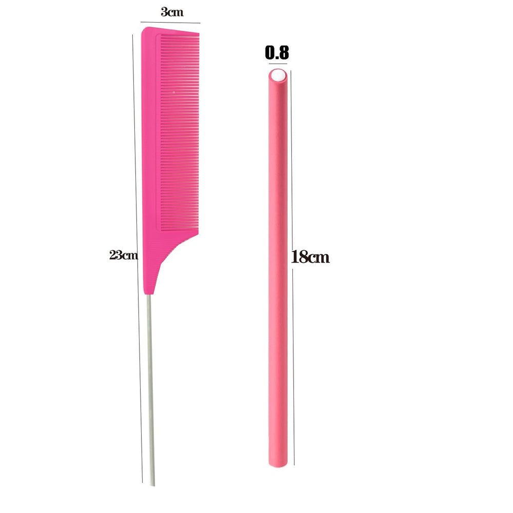 universal bar 18cm 31-piece curly hair set pointed tail comb hairdressing big wave curly hair set factory straight hair