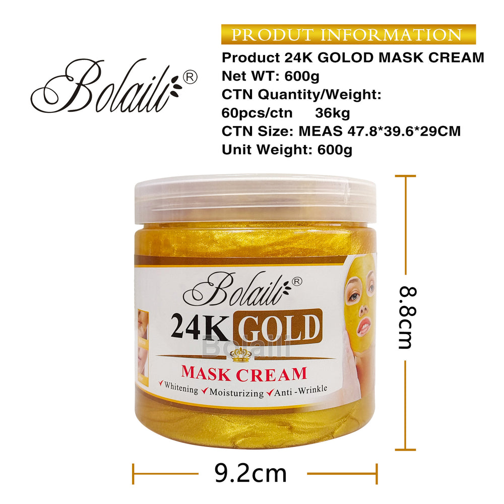 24k gold gel mask cream - hydrating, moisturizing, repairing, overnight mask - export cream 600g