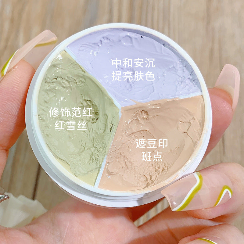 Makeup xixi skin cleansing and long-lasting makeup three-color concealer to cover freckles, spots, acne marks, dark circles, tear trough concealer palette