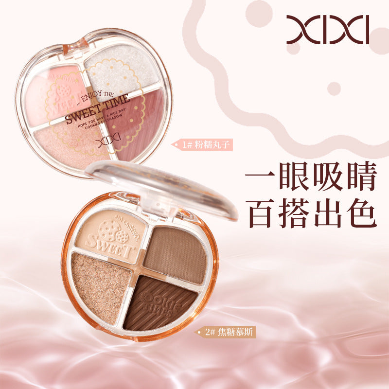 Cosmetic xixi heart's story four-color eyeshadow palette - shimmering pearls, fine glitter, highlighting, under-eye brightening, earth tones