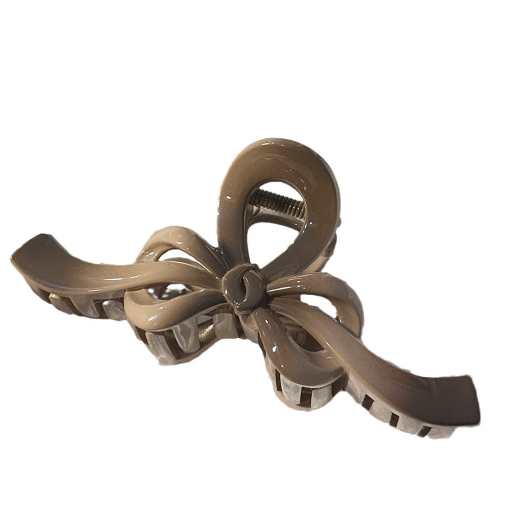 Autumn/winter acrylic bow geometric hair clip for women, 2024 new high-end claw clip, large ribbon shark clip