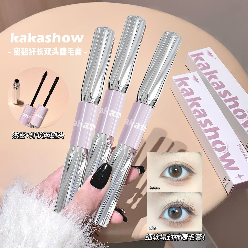 Kakashow double-ended volumizing & lengthening mascara - waterproof, sweat-proof, clumping, curling, separating, and smudge-proof