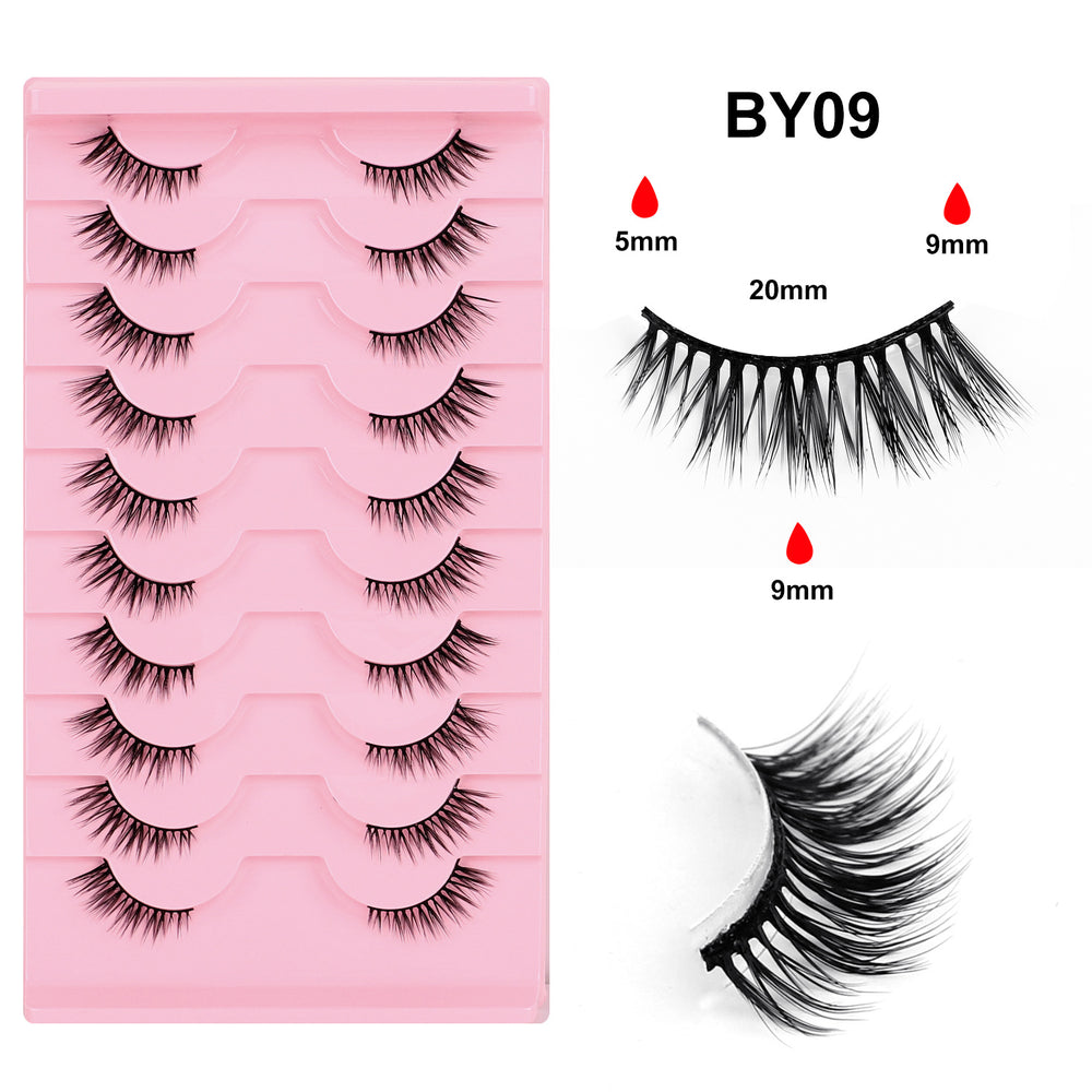 fashion style hard stem false eyelashes southeast asia 3d stereo natural half eye eyelashes flat factory wholesale