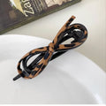 Leather leopard print bows twist clip on the back of the head hair accessories clip classy one-word clip fashion sweet cool hair clip