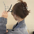 Ins metal style one-word gripper large back of the head hair clip female light luxury high-end shark clip hair accessories