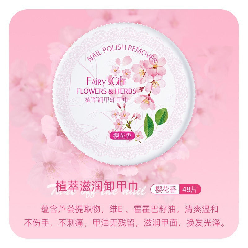 Floral botanical cuticle oil & nail polish remover wipes: hydrating, gentle, and safe for your nails and hands. effortlessly removes gel and regular nail polish