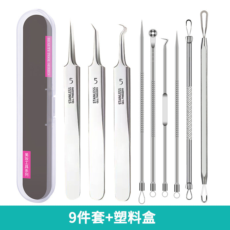 Factory direct stainless steel blackhead remover kit - includes ultra-fine tweezers, blackhead extractor, and acne pimple popping tool