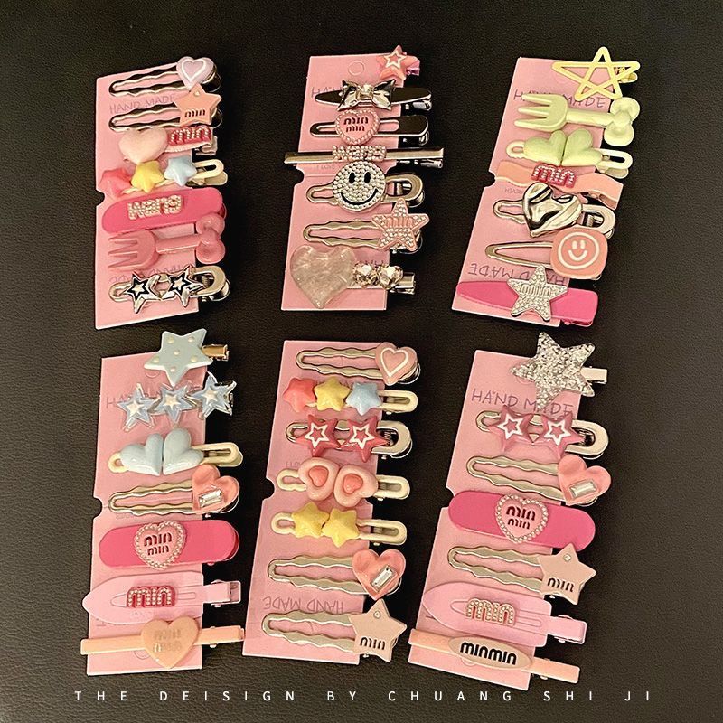 21-piece hair clip set: y2k sweet & cool dopamine metal rhinestone hair accessories for girls - cute hair clips, bang clips, and headbands