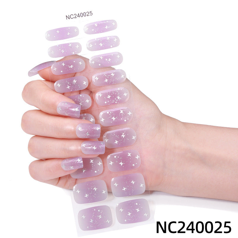 Baking lamp hardening uv second generation gel manicure stickers waterproof hot stamping korean cross-border semi-cured nail stickers personalized