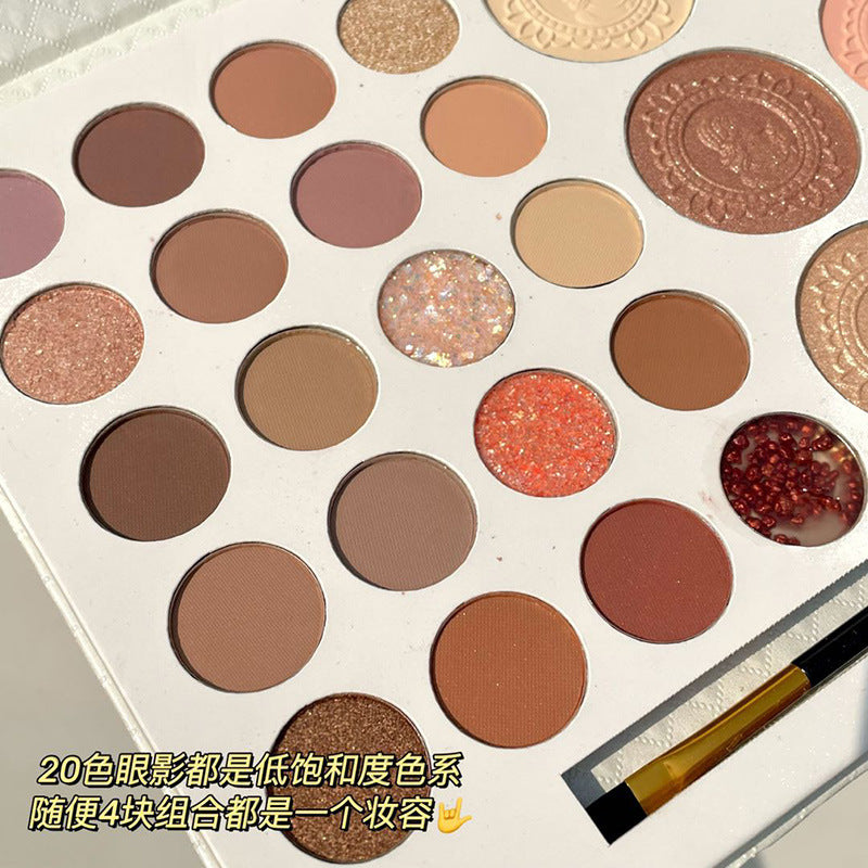 Frank color cardamom eyeshadow palette - matte, highlight, and blush all-in-one palette with fine shimmer and pearlized 26-color eyeshadow selection