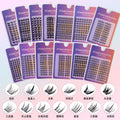 Segmented false eyelashes without glue, flat single cluster black stem, natural slender artificial fox style false eyelashes glue style