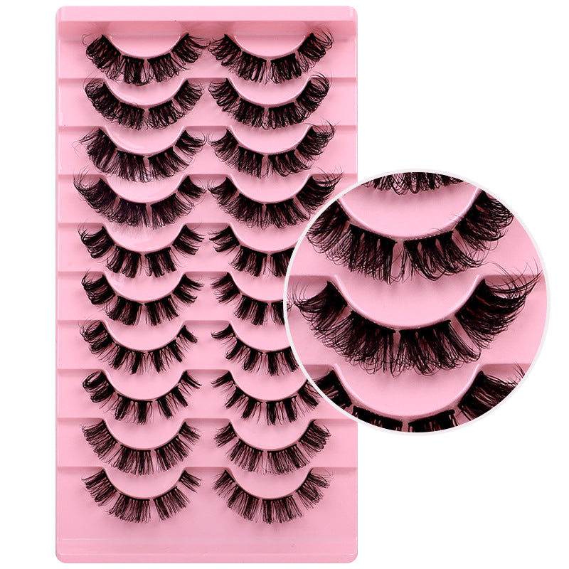 fashion style hard stem false eyelashes southeast asia 3d stereo natural half eye eyelashes flat factory wholesale