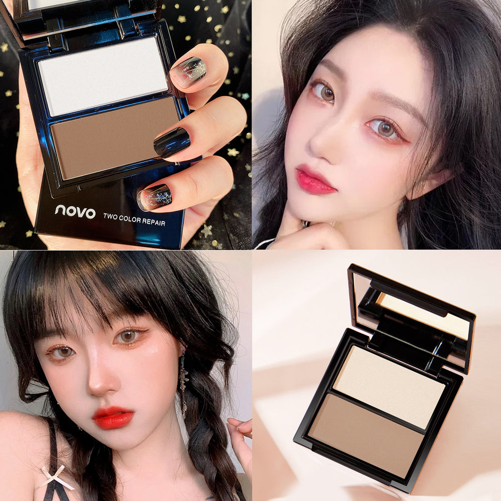 Novo 3d sculpting duo contour palette - highlight & contour all-in-one for face, nose, and shadow