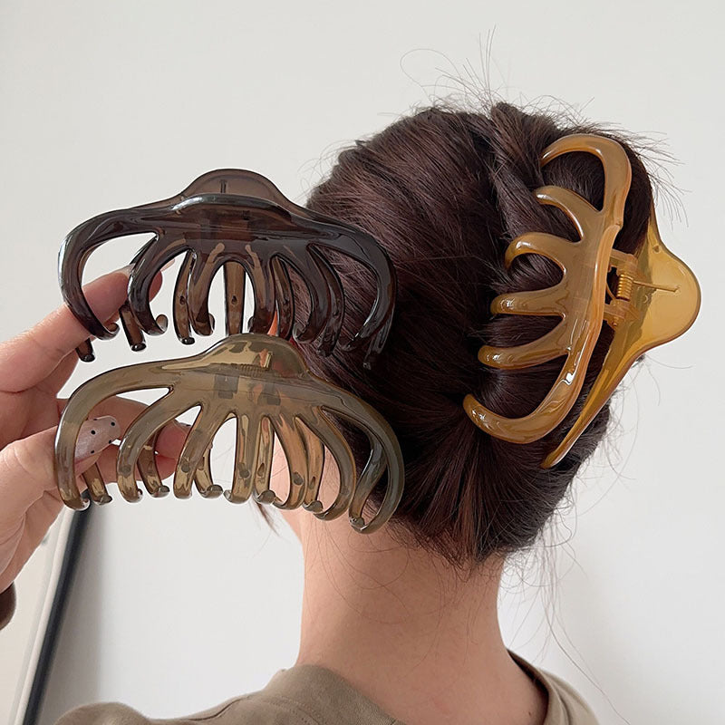 New pumpkin translucent round clip large hair volume hair clip casualeasiest for match clip hair shark clip