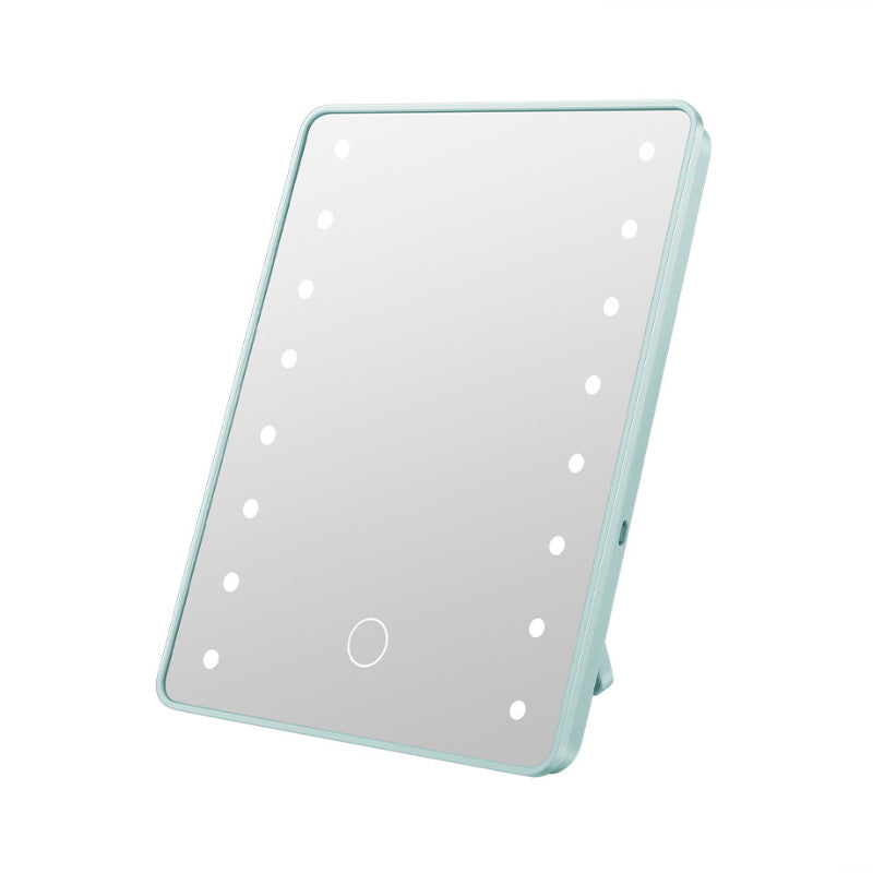 Touch sensor led makeup mirror with light, dorm room storage makeup mirror, high-definition mirror, desktop 360° rotating vanity mirror