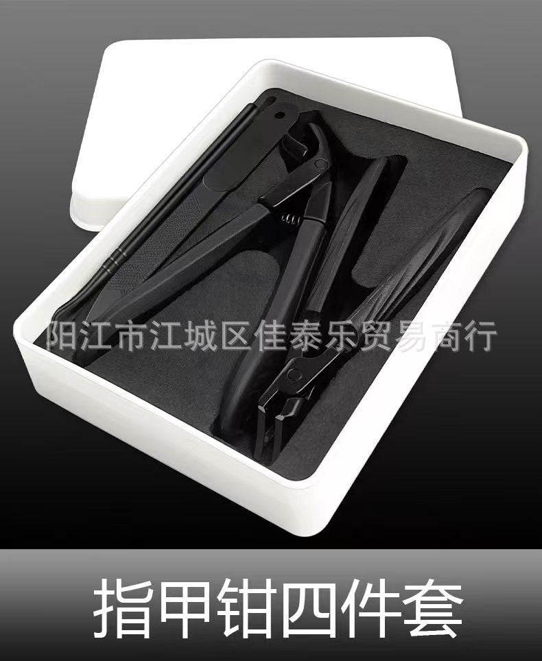 New angled edge nail clippers stainless steel anti-splash wide opening nail clipper set premium nail scissors gift box