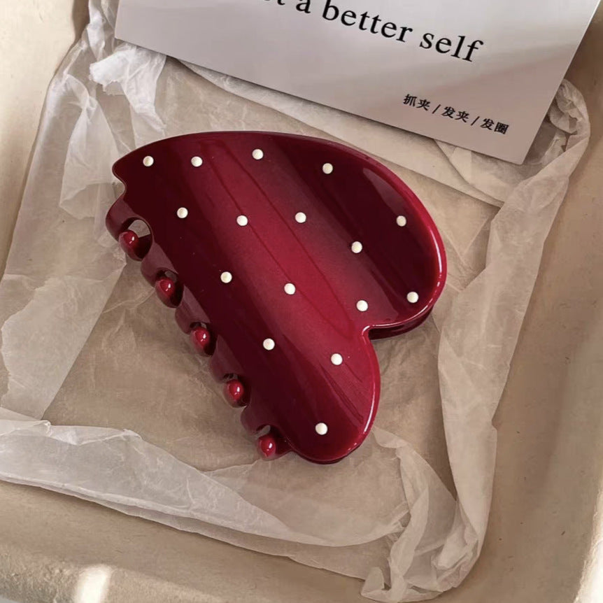 Polka dot obsessed! korean-style cute polka dot claw clip - large size hair claw for women, ponytail holder, back of head hair clip, hair accessories