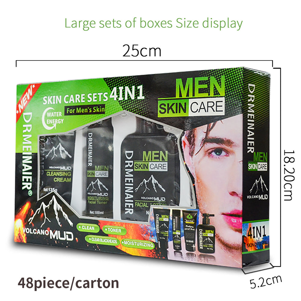 men's skincare set: cleansing, hydrating, moisturizing, and brightening 4-piece kit