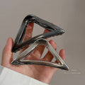 Classy metal triangle hairpin for women's back of head, elegant popular gripper, large shark clip, headwear