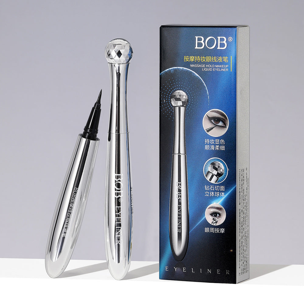 Makeup bob massage long-lasting eyeliner pen - beginner-friendly, waterproof, sweat-proof, smudge-proof, hard tip eyeliner