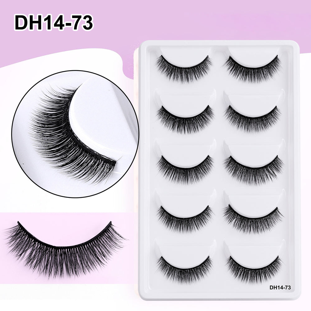 Export fashion fake eyelashes nature slim 5 pairs pack imitation mink hair whole cluster artificial stage eyelashes one piece